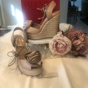 Host Pick New Valentino Garavani Leather Espadrilles with Silk Rosette Detail